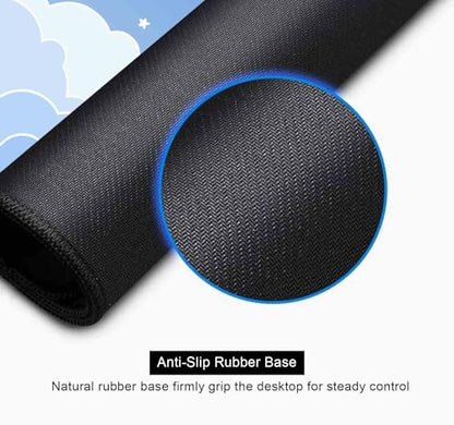 Cute Pastel Blue Desk Mat, Minimalist Large Gaming Mouse Pad Mousepad for Laplop, Kawaii Anime Desk Pad, Gradient White Clouds Computer Pads, Aesthetic Stars Moon Deskpad, 31.5 X 11.8 Inch - color: Gradient Clouds