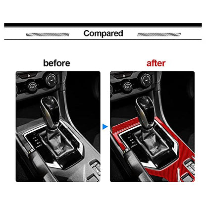 AIRSPEED Carbon Fiber Car Gear Shift Panel Cover Center Console External Frame Sticker Interior Trim for Subaru Impreza 2017-2023 Crosstrek 2018-2023 Accessories (Red) - color: External Frame Cover-Red