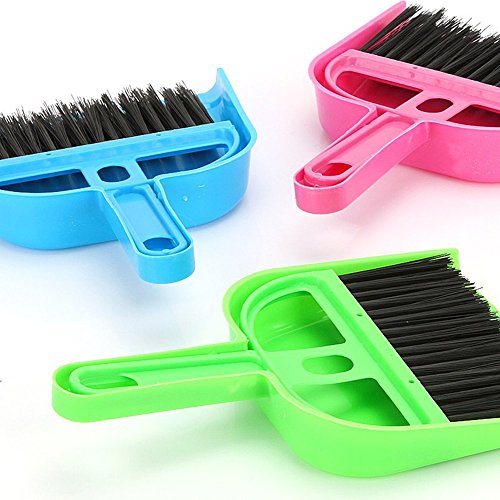 Pet Cage Broom Brush Dustpan Set - Small Cat Litter Sweeper for Pet Cage Clean and Car Keyboard Brush (Green) - color: Green