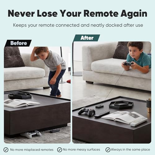 EKZ Magnetic Remote Control Holder with 6.5FT Retractable Steel Cable, Anti-Lost Remote Tether Lock with Auto-Rewind & Adhesive Wall Mount for TV, AC, Monitor & Home Remote Controls (Black,2 Pcs) - color: Black, size: 2 Pcs
