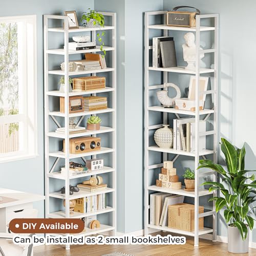 SUPERJARE Triple Bookshelf, Bookcase with 17 Open Display Shelves, Wide Book Shelf Book Case for Home & Office, 6 Tier, White - color: White, size: 6 Tier