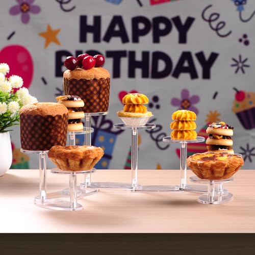 Acrylic Display Riser Stands,Deformable Round Display Rack Adjustable Acrylic Displaying Risers for Snack Cupcake Perfume Watch Jewelry Rings Figurines Decoration and Organizer (Transparent, 8-Tier) - color: Transparent