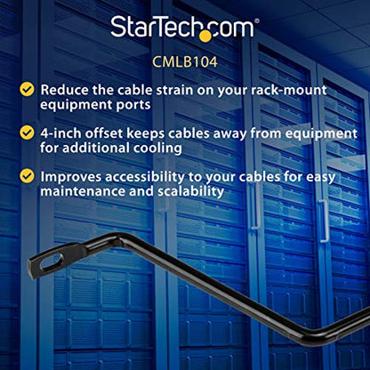 StarTech 10-Pack Lacing Bar with 4in Offset for 19in Rack, Steel (CMLB104) - style: 4in offset