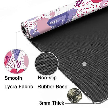 MIOAOSRT Desk Mat,Pink and Violet Hearts Gaming Mouse Pad,XXL Extended Mouse Pad Mat for Office,Computer,Keyboard with Non-Slip Base Stitched Eges Mousepad 35.4x15.75 inch - color: Pink and Violet Hearts