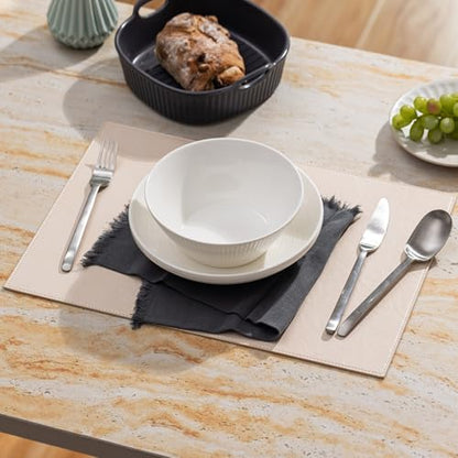 Baroyal Faux Leather Placemats Set of 6 Vinyl Washable Wipeable Table Mats for Kitchen Dining Table Heat Resistant Waterproof Modern Indoor/Outdoor Placemats Non-Slip Easy Clean Place Mats (Nude) - color: B-nude