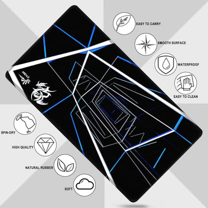 Gaming Mouse Pad Large, Waterproof Extra Large Mousepad with Stitched Edges, 31.5" x 15.7" Non-Slip Rubber Base Office Big Long Keyboard Pad for Office Gamer Home XXL, (Blue Square) - color: Blue Square