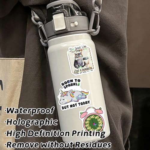 Funny Holographic Stickers for Adults, 150Pcs Sarcastic Stickers Vinyl Hilarious Meme Decals for Kindle Phone Case Bumper Water Bottles Laptops Scrapbook