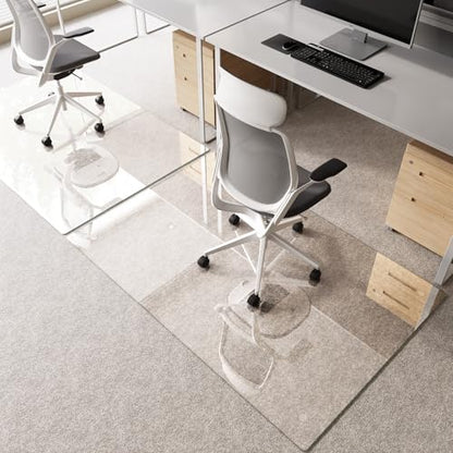 Tempered Glass Chair Mat 60"x40" – Ultra-Clear Office Chair Mat for Hardwood Floors & Low-Pile Carpets – Heavy-Duty 0.2" Scratch-Resistant Surface with Non-Slip Pads – Supports 1,000 lbs - size: 60"x40"