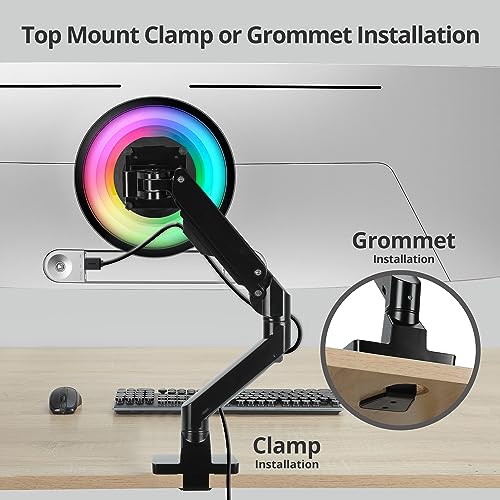 AVLT Single Monitor Arm Desk Mount for 34 to 57 in Screens – Black | – Fits One 44 lb Heavy Duty Monitor – Full Motion Height, Swivel, Tilt, Rotation – VESA 200x200, 200x100, 100x100, 75x75 - color: Black-34 to 57 Inch