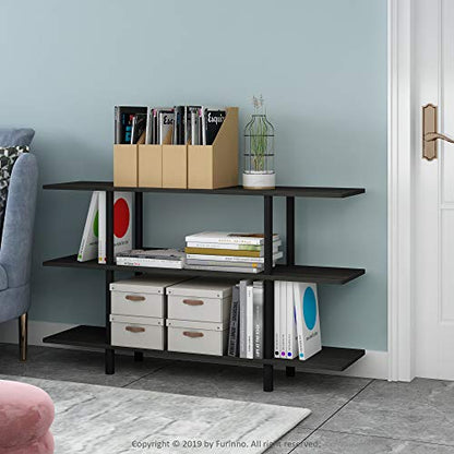 Furinno Turn-N-Tube 3-Tier Wide Display Shelf, Espresso/Black - color: Espresso/Black, style: 3-Tiers