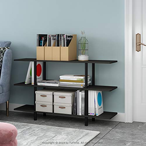 Furinno Turn-N-Tube 3-Tier Wide Display Shelf, Espresso/Black - color: Espresso/Black, style: 3-Tiers