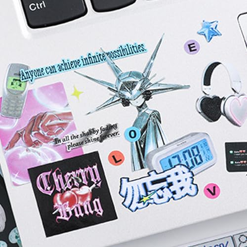 Sticker Book for Junk Journal Supplies, Cyberpunk Retro Futuristic 30 Sheets DIY Scrapbook Stickers with Glitter Glossy Matte Foil, 125x125mm Blue, for Scrapbooking Journaling - color: Blue Retro-futuristic