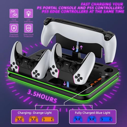 PS5 Pro/PS5 Slim/Stand and Cooling Station with LED Controller Charging Station for PlayStation 5 Slim Disc/Pro Digital Edition Console with 3 Level Cooling Fan, BlackLighting - color: Black
