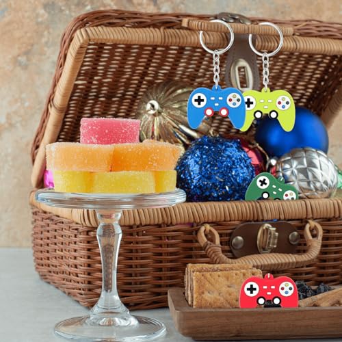 EAEDMY 24PCS Video Game Party Favors, Mini Game Controller Keychains, Goodie Bags Keychain, Game Controller Theme Gift for Child Birthday Party, 8 Colors (24pcs) - color: 24pcs