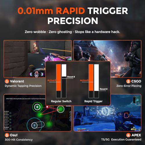DAREU EK60 HE Rapid Trigger Gaming Keyboard Wired, 0.01mm RT Accuracy Adjustable, Hall Effect Magnetic Switch Hot Swappable, SOCD, 8000Hz Polling, RGB Backlit, 60% Compact Design for Laptop/PC - color: Black