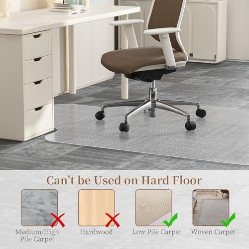 Office Chair Mat for Carpet, 36" X 48'' X 0.09" with Lip, Non-Slip Desk Chair Mat for Home Office, Protects Carpet - Can't be Used on Hardwood - size: 36" X 48"- Convex
