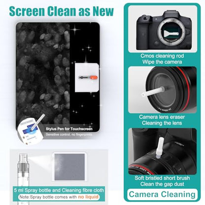 VICHYIE Keyboard Cleaning Kit with Brush, Computer Laptop Cleaner Kit, Phone Cleaning Tool, Multi-Function Cleaner Kit for Earbuds, Cellphones, PC, Screens, Camera Lens, Electronics Devices (White) - color: White