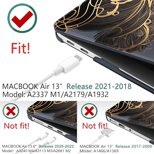 DONGKE Compatible with MacBook Air 13 inch Case 2021 2020 2019 2018 Release A2337 M1 A2179 A1932 with Retina Display Touch ID, Plastic Hard Shell & Keyboard Cover - Golden Wave - color: Golden Wave X902