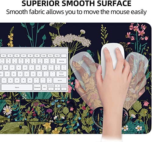 LATEEFAH Desk Mat, Mouse Pad with Wrist Rest, 4-in-1 Large Mouse Pads for Desk, Ergonomic Mouse Pad and Keyboard Wrist Rest Gaming Keyboard Mat for Office, Home - color: 4Pcs-Weeds