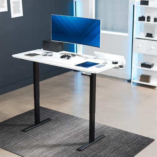VIVO White 60 x 30 in Stand Up Desk, DESK-KIT-1B6-P3W | Electric, Holds 220 lbs, Sit Stand, Height Adjustable Table, Cable Tray, Full-Size Mouse Pad, Office Furniture, Black Frame - color: White Top / Black Frame, size: 60 x 30
