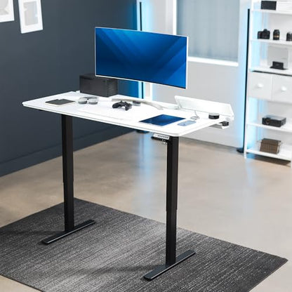 VIVO White 60 x 30 in Stand Up Desk, DESK-KIT-1B6-P3W | Electric, Holds 220 lbs, Sit Stand, Height Adjustable Table, Cable Tray, Full-Size Mouse Pad, Office Furniture, Black Frame - color: White Top / Black Frame, size: 60 x 30