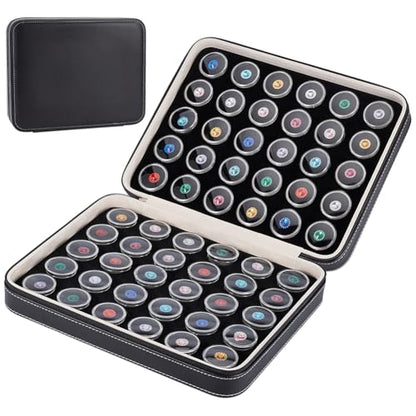 BENECREAT 60 Pcs Closeable Gemstone Collection Storage Box with Foam Insert, 1.2x0.6 Inch Plastic Gem Jars, Display Tray Set for Loose Diamond Collectibles Crystal, Diamond Display Case - color: Black