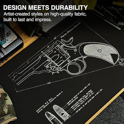 MPCO. Original Large Gaming Desk Mat – 36"x17" Aeroglyde Blueprints Pistol Webly Mark IV Black Full Desk Mouse Pad for Smooth Precision Non-Slip, Washable Extra-Large PC Mouse Pad for Gaming Sessions - color: Aeroglyde Pistol Webly Mark IV – Black