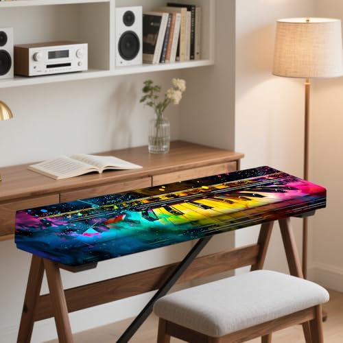 Nuxovilar Stretchy 88 Keys Keyboard Piano Dust Cover, Dust - Proof Elastic Milk Silk with Vivid Colorful Keyboard Keys Pattern for Digital Keyboards - color: hd01969