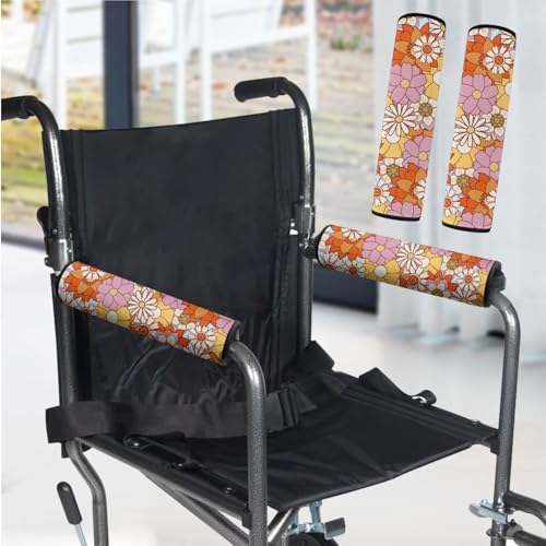 Wheelchair Armrest Pads Hippie Floral Wheelchair Accessories Chair Arm Pads Universal for Wheelchair Armrests Office Transport Chairs Scooters - color: Hippie Floral