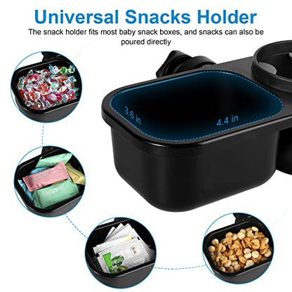 Accmor Stroller Cup Holder with Tray, Universal Cup Holder Tray for Uppababy Nuna Doona Strollers, Bottle Drinks Holder for Stroller, Wheelchair, Walker - style: Tray-2 in-1-Black