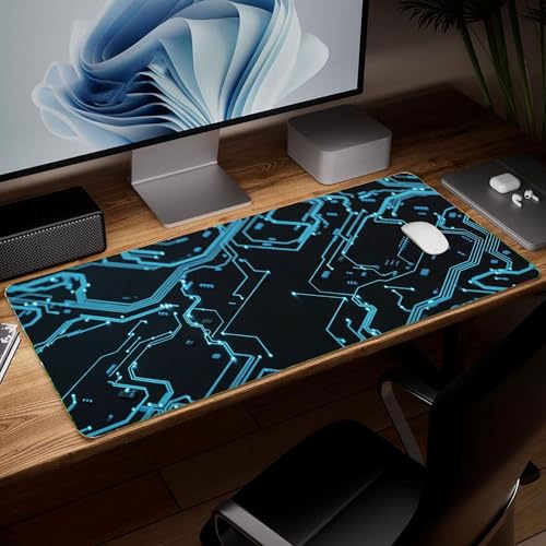 Leather Minimalist Desk Pad, Colorful Art Mouse Pad Large Computer Keyboard Gaming Mousepad Waterproof Desktop Protector & Cover, Decorative PU Leather Laptop Mouse Mat Home Decor 10 x 25.6 inch C57 - color: colorful-11