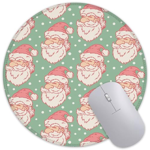 Merry Chrismas Mouse Pad Round Mouse Mat, Non-Slip Rubber Base Mousepad with Stitched Edge for Wireless Computer Laptop Office Desk Accessories 8 x 8 Inches - color: Merry Xmas 01