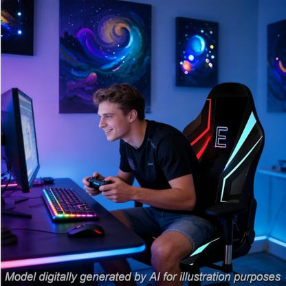 Gaming Chair Covers, 3D Printing Stretchable Soft Non-Slip Easy to Install Gamer Chair Cover with Armrest Cover(No Chair)(H) - color: H