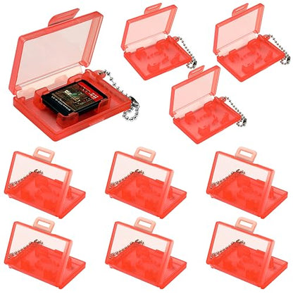 ASTONEY 10PCS Mini Game Card Cases with Keychain Compatible with Nintendo Switch 2 / Switch OLED / Switch / Switch Lite – Holds One Game Card and One Micro SD – Clear Portable Travel Storage Box - color: Red