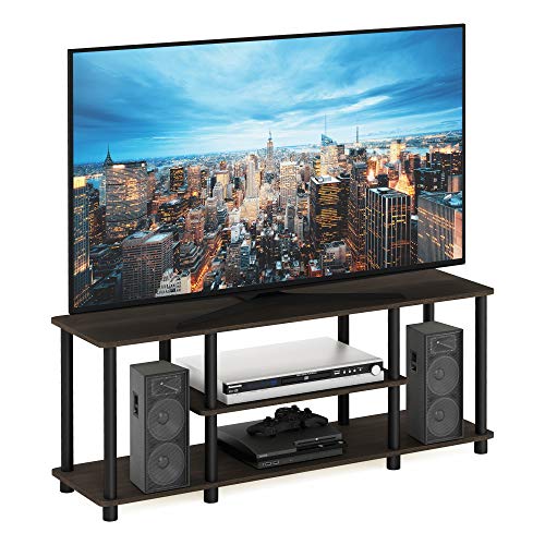 Furinno Turn-N-Tube No Tools 3D 3-Tier Entertainment TV Stand up to 50 inch TV, Round Tubes, Dark Brown / Black - color: Dark Brown/Black, size: 50 inch