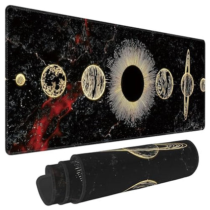 Galaxy Planet Large Mouse Pad,Gaming Keyboard Desk Pad,Extended Mouse Mat Non-Slip Rubber Base with Stitched Edges for Office Game Home XL 31.5"x11.8" - color: Galaxy Planet, size: 31.5L x 11.8W inches