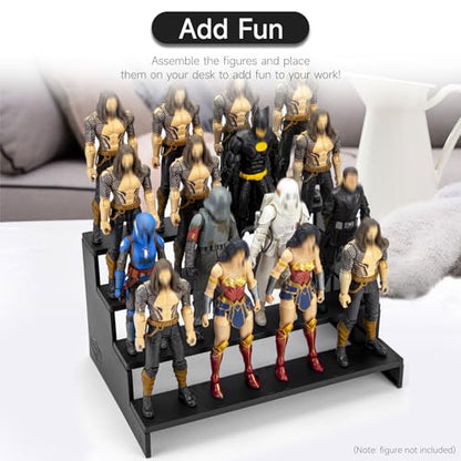 6 inch Acrylic Riser Display Shelf,Clear Action Figures Stands With PEG,4 Tier Toy Collectibles Organizer Compatible with 1/12 Scale Action Figure Toy (Only Fit For 6 inch SW Black Series Figure Toy-Black) - color: Only Fit For 6 inch SW Black Series Figu