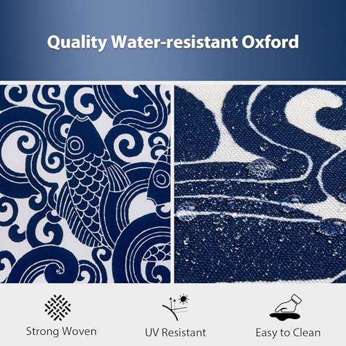 Outdoor Chair Cushions Set of 6, 18.5 x 16 Inch Patio Chair Cushions for Outdoor Furniture, Water Resistant, Non-Slip Ties (Blue Carp) - color: 4 - Blue Carp, size: 18.5x16x3|6 Pack
