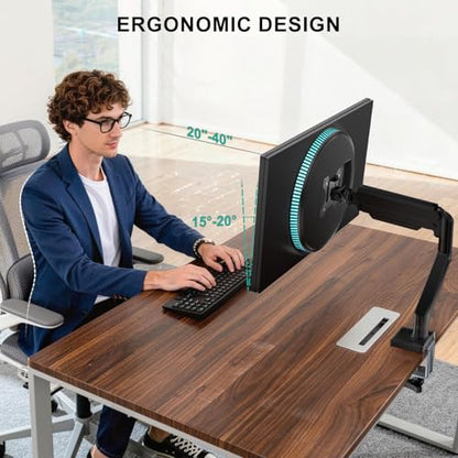 WALI Single Monitor Mount for 13-34 inch Screens, Adjustable Single Monitors Arm, Regular Screen up to 32 inch, 26.4lbs, Computer Monitor Stand for Desk, VESA 75/100mm (GSMP001N), Black - size: 13" to 34"