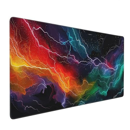 Neon Lightning Gaming Mouse Pad, Large Extended Desk Mat, 35.4 x 15.7 Inches, Non-Slip Rubber Base, HD Printed Design, for PC Gaming, Esports, Home Office - color: lightning
