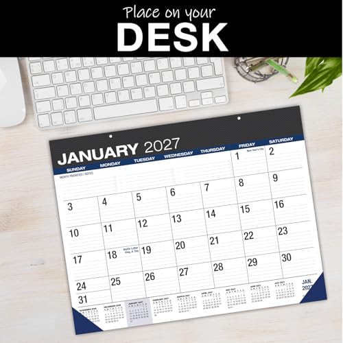 Desk PAD: 22" x 17" Large Print Desk Pad Calendar, APR 2026 - DEC 2027, 21 Months, (Black) - color: Black