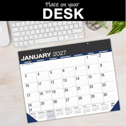 Desk PAD: 22" x 17" Large Print Desk Pad Calendar, APR 2026 - DEC 2027, 21 Months, (Black) - color: Black