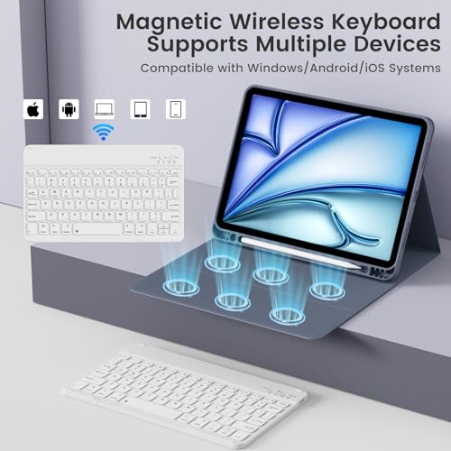 Case with Keyboard for iPad Air 11 Inch M4/M3/M2, Purple | for iPad Air 5th/4th Generation 10.9 Inch, Magnetic Detachable Bluetooth Keyboard Cover with Pencil Holder, Auto Sleep/Wake - color: Purple