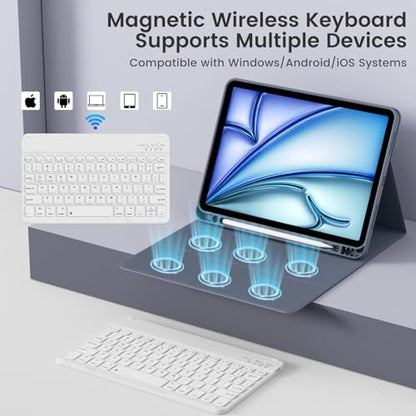 Case with Keyboard for iPad Air 11 Inch M4/M3/M2, Purple | for iPad Air 5th/4th Generation 10.9 Inch, Magnetic Detachable Bluetooth Keyboard Cover with Pencil Holder, Auto Sleep/Wake - color: Purple