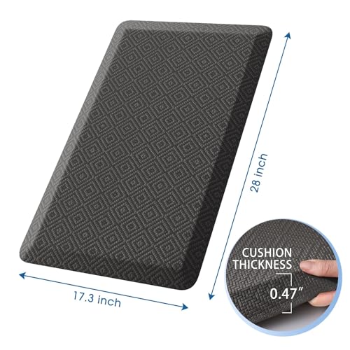 Mattitude Kitchen Mat Cushioned Anti-Fatigue Floor Mat Water Resistant Non-Slip Mats and Rugs Standing and Comfort Desk Mats for House Sink Office Laundry (Dark Grey, 17.3"x28") - color: Dark Grey, size: 28"L x 17.3"W x 0.5"Th