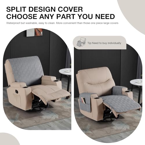VANSOFY Recliner Chair Covers 100% Waterproof Backrest Cover Reclining Cover Non-Slip Dog Chair Cover Furniture Protector Washable Slipcover Elastic Straps for Pets, Dogs(Light Gray) - color: Light Gray