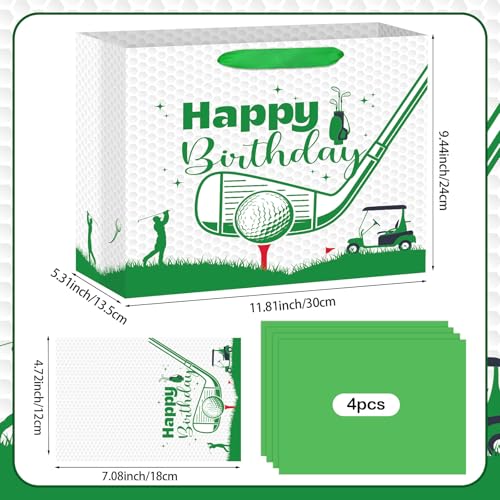 Hooqict Golf Gift Bag Happy Birthday Party Gift Bag with Handles, Wrapping Paper, Greeting Card for Boys Kids Men Golf Themed Birthday Decorations Sports Party Supplies - color: Golf
