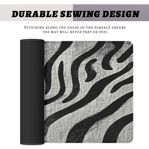 Black Cat Gaming Mouse Pad Cartoon Zebra Large Gaming Mouse Mat with Stitched Edges,Non-Slip Waterproof Rubber Base Office Computer Keyboard Laptop 31.5"x11.8" - color: Cartoon Zebra Cat, size: 31.5L x 11.8W inches