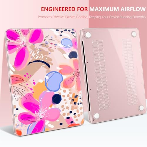 DONGKE Compatible with MacBook Neo 13 Inch Case 2026 A3404 A18 Pro chip & Touch ID, Plastic Hard Shell with Keyboard Cover, Screen Protector & Dust Plugs, Floral Artistic - color: Floral Artistic
