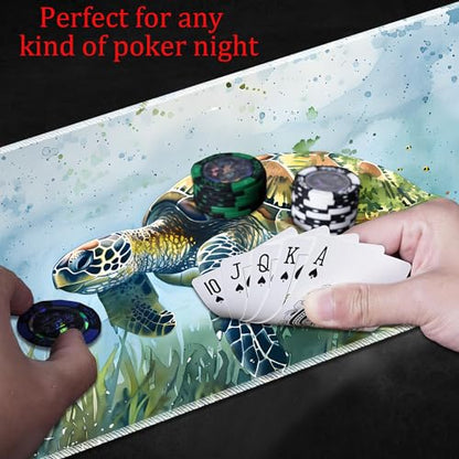 MTG Playmat, Smooth Surface Game Play Pad MTG TCG 24 x 14 inch with Storage Bag, Non-Slip Mouse Pad Card Fighting Game, Waterpainted Turtle - color: Waterpainted Turtle